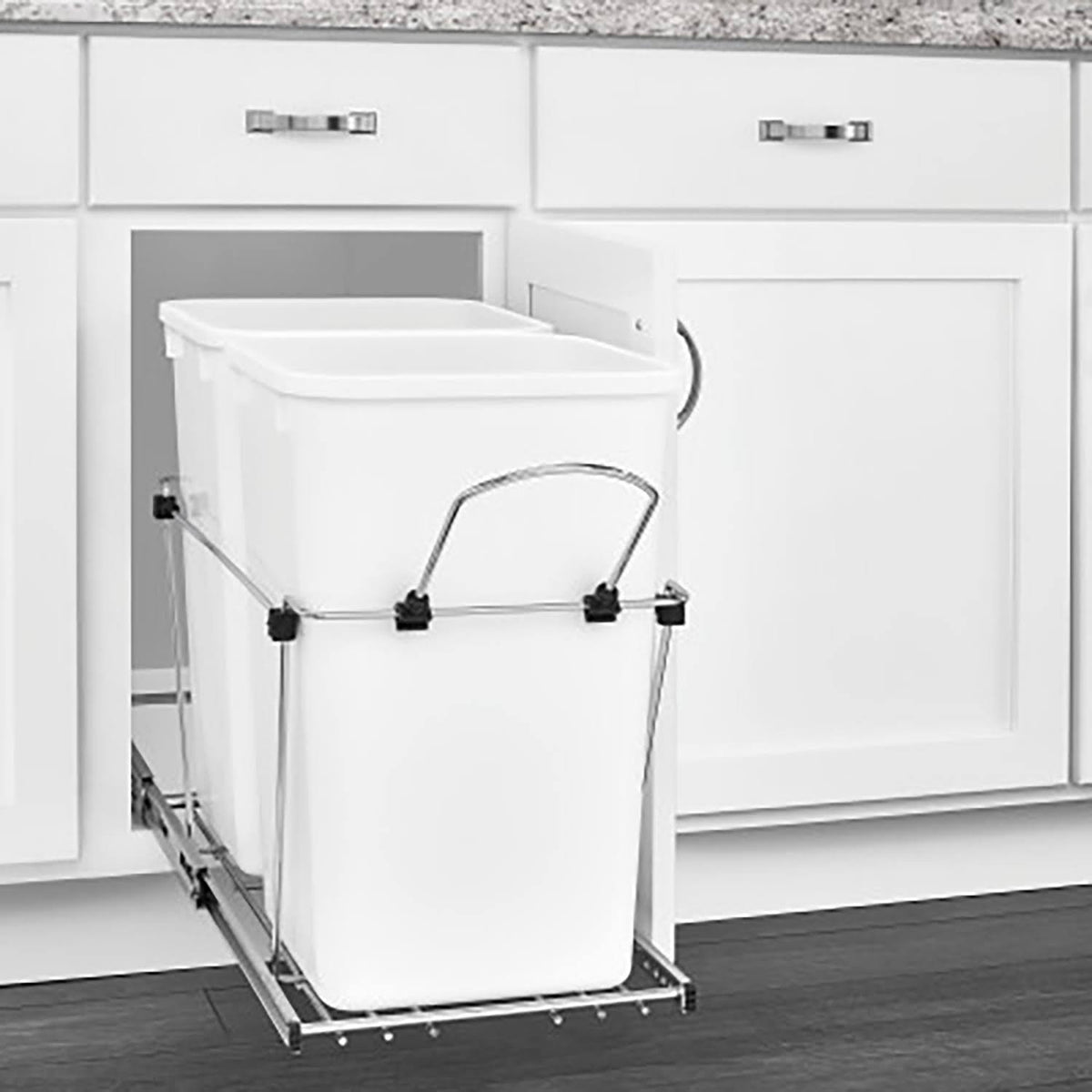 Double 27-Qt Kitchen Cabinet Pullout Waste Container D36555