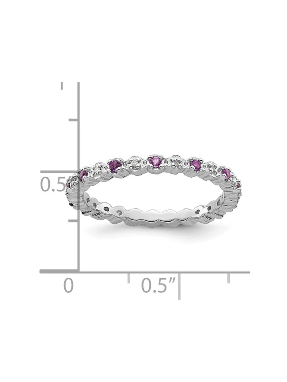 Amethyst Ring 1/5 Carat (Ctw) with Diamond Accent in Sterling Silver J4106
