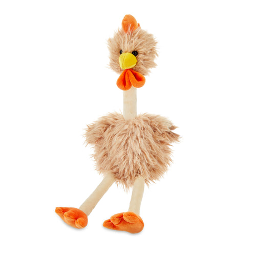 18 in Brown and Orange Fuzzy Chicken Plush W216