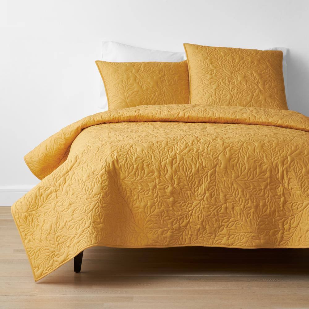 Mini Leaf Cotton Quilt Sun Yellow Size FQ T326