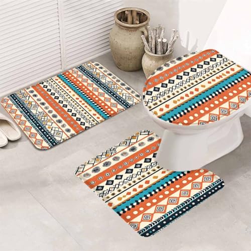 3 Piece Red Christmas Bathroom Rugs and Mats Set I365799
