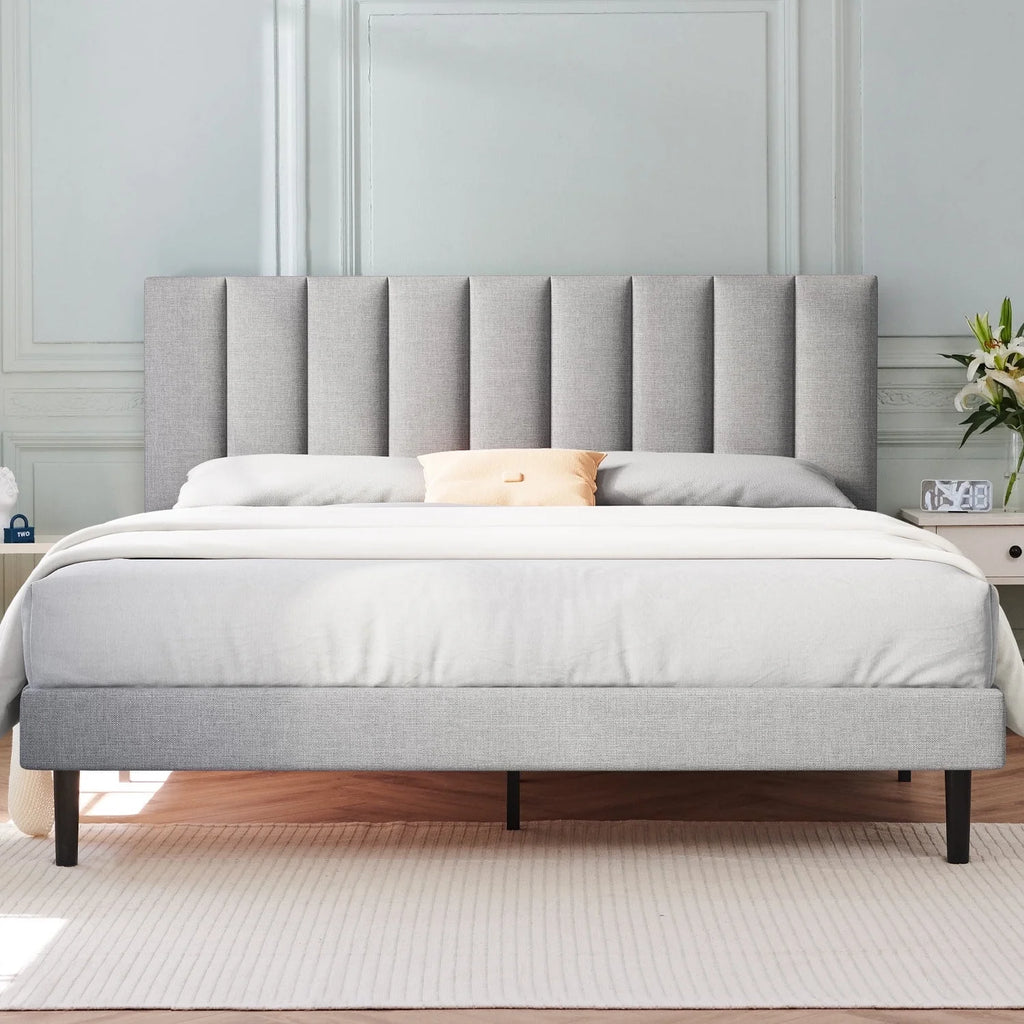 Queen Upholstered Platform Bed Frame with Headboard V828