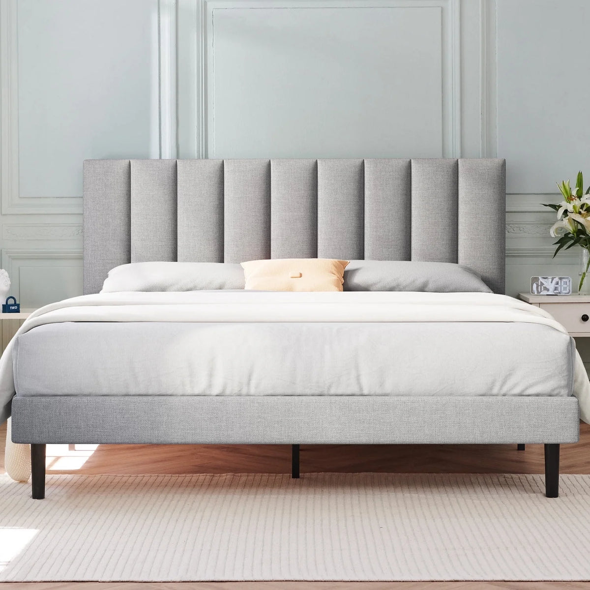 Queen Upholstered Platform Bed Frame with Headboard V828