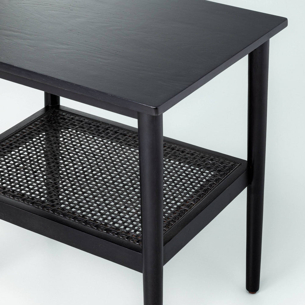 Black Wood & Cane Accent Table N3029