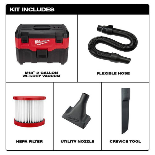 18-Volt 2 Gal. Cordless Wet/Dry Vacuum with Automotive Kit P813