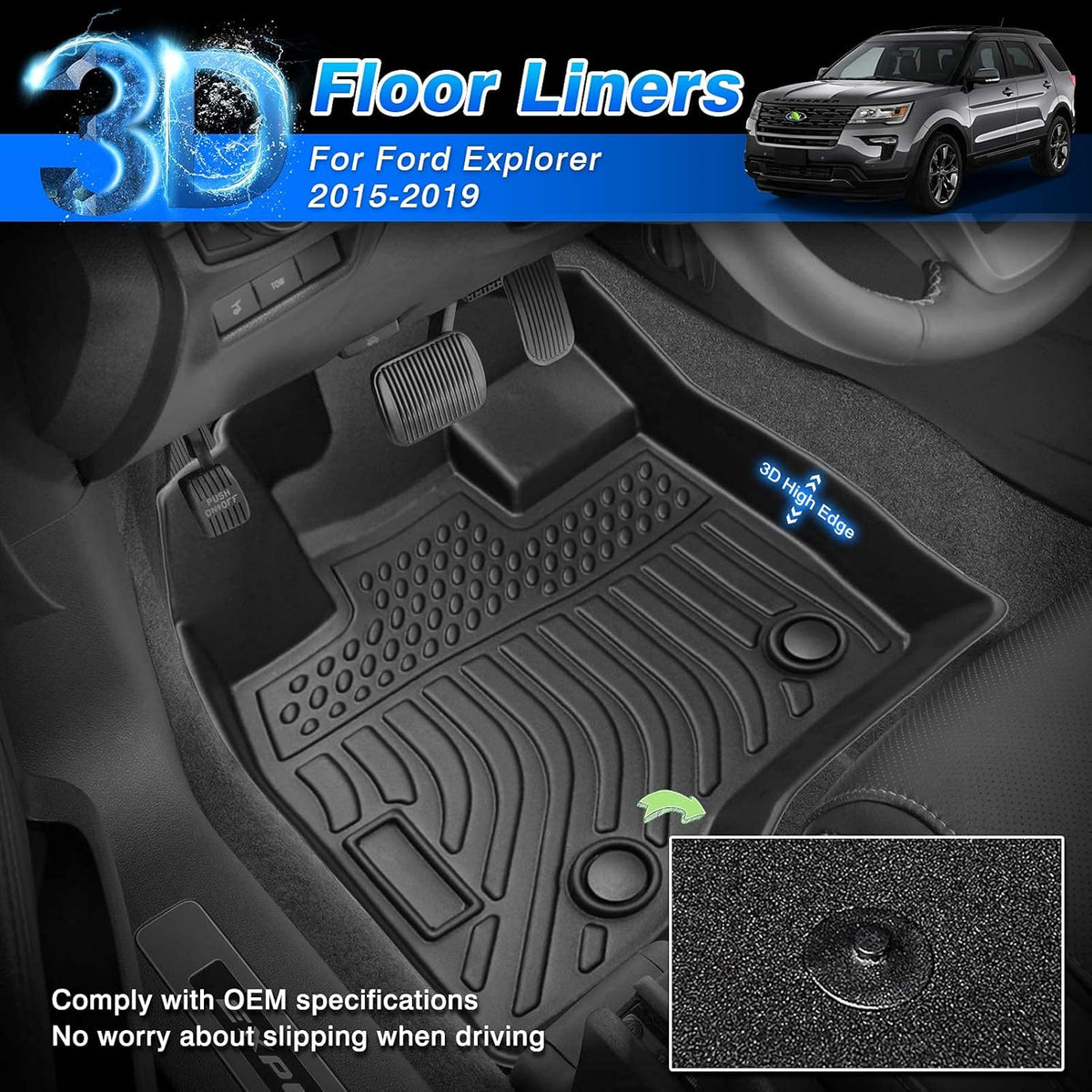 All Weather Floor Liners for 1st & 2nd Row Seat TPE D109