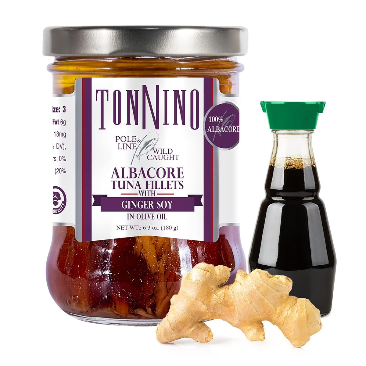 Albacore Tuna in Olive Oil with Ginger Soy, 6.3 oz 6-Pack V481